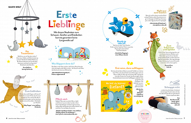 Magazinseiten in >Babys erstes Jahr< 03/20 (entstanden im Rahmen meiner Festanstellung als Artdirektorin im Junior Medien Verlag) 