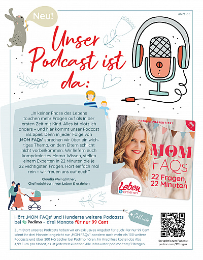 Podcast Anzeige für Leben & erziehen (entstanden im Rahmen meiner Festanstellung als Artdirektorin im Junior Medien Verlag) 