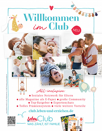 Club Anzeige für Leben & erziehen (entstanden im Rahmen meiner Festanstellung als Artdirektorin im Junior Medien Verlag) 